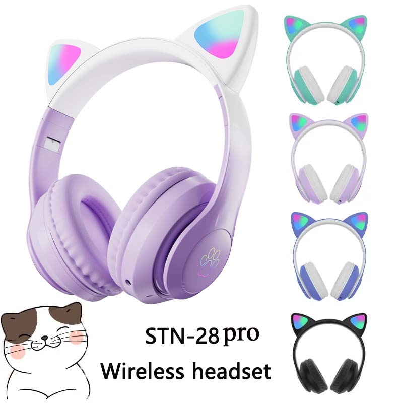 Cat Ear Bluetooth Headset Led - أحدث سماعات رأس لاسلكية STN-28 بتصميم