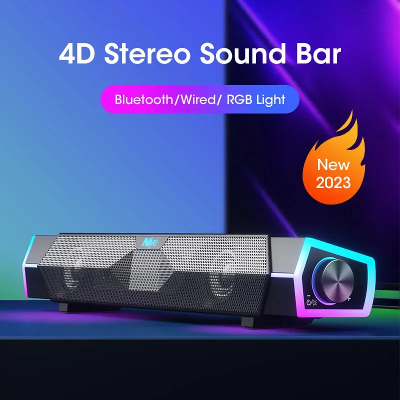 Rgb Computer Soundbar For Pc - شريط صوت ستيريو 4D للكمبيوتر ،