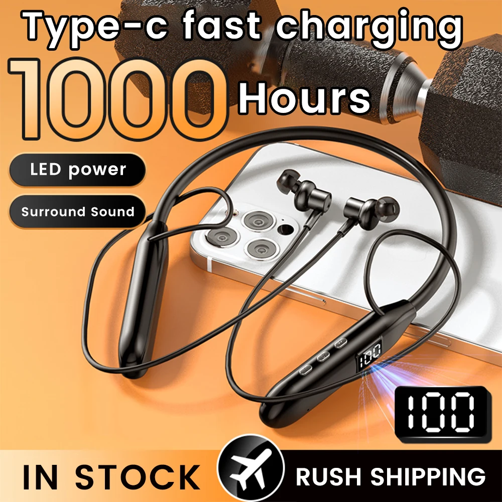 Magnetic Neckband Sports Earphones - سماعات أذن لاسلكية من Olaf Bluetooth5.3