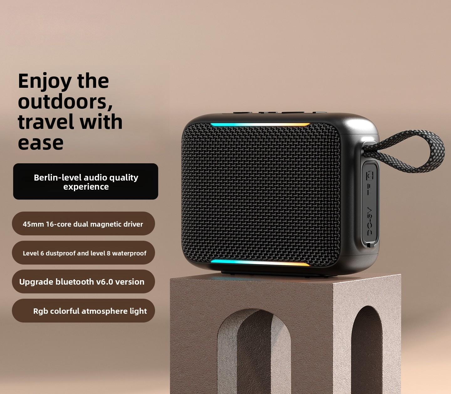Portable Bluetooth Speaker Waterproof Ipx7 - مكبر صوت بلوتوث محمول جديد مقاوم