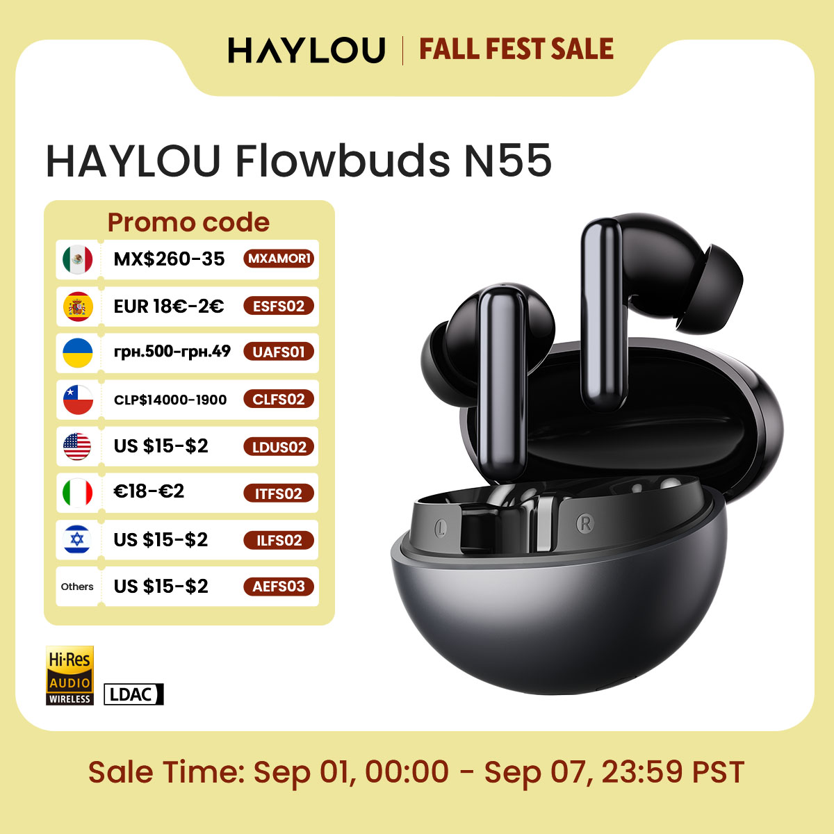 Type C Wired Earphones With Mic - سماعات أذن لاسلكية HAYLOU Flowbuds N55