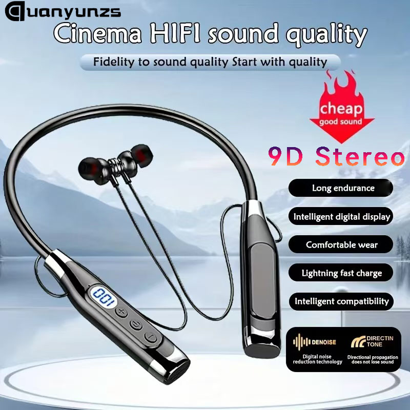 Magnetic Neckband Sports Earphones - سماعات رأس ستيريو لاسلكية حقيقية، سماعات