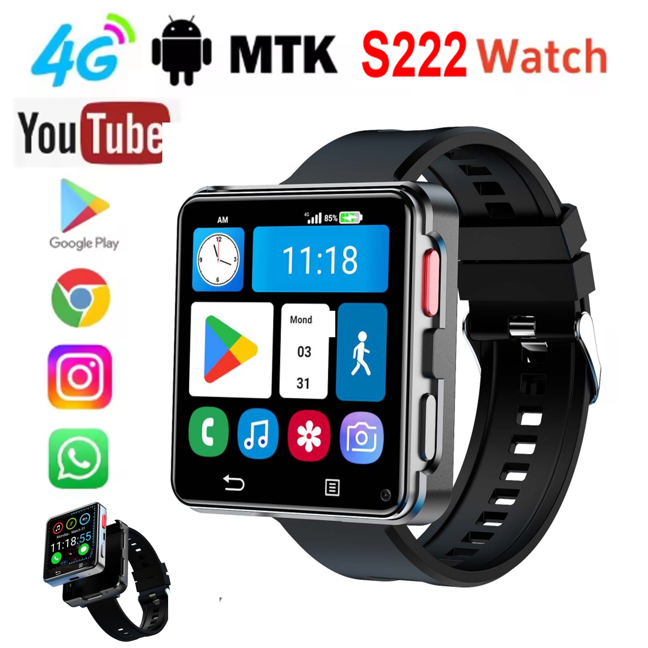 Smartwatches - ساعة ذكية S222 تدعم بطاقة SIM