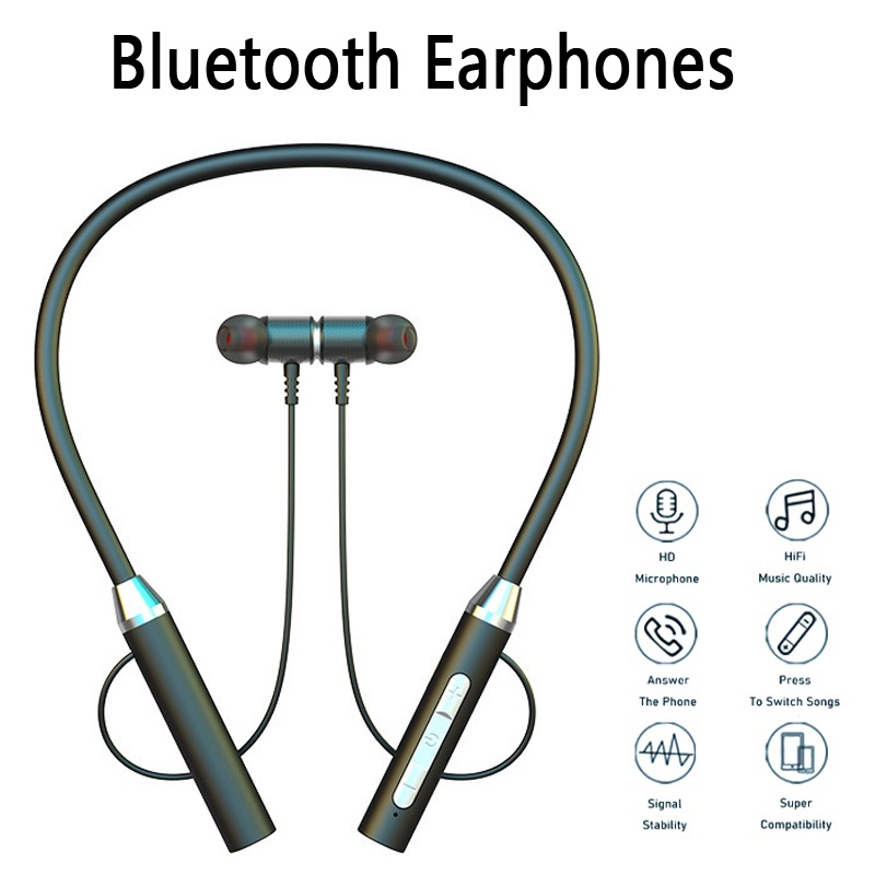 Magnetic Neckband Sports Earphones - 9D سماعة لاسلكية تعمل بالبلوتوث سماعات