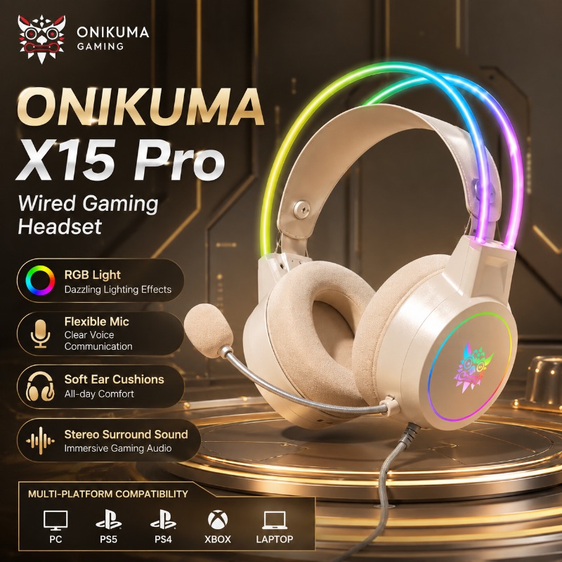 Gaming Headset With Mic Rgb - سماعة ألعاب ONIKUMA X15 Pro سلكية