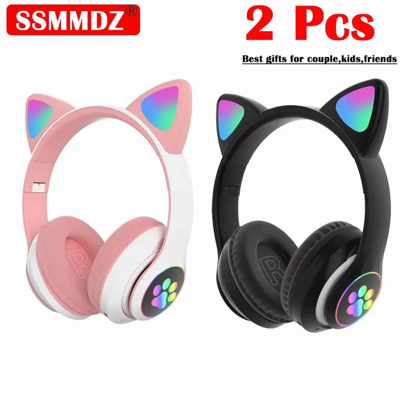 Cat Ear Bluetooth Headset Led - سماعات رأس لاسلكية بتقنية البلوتوث مع