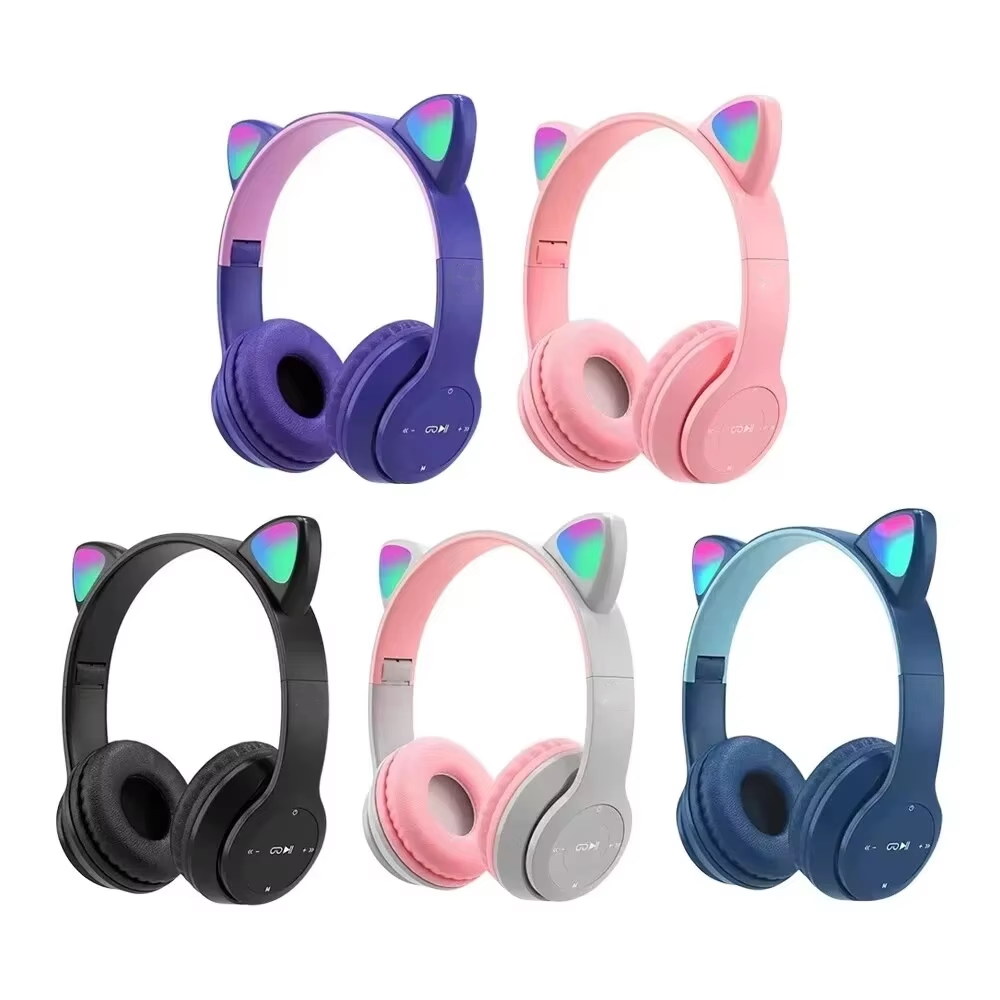 Cat Ear Bluetooth Headset Led - سماعة رأس لاسلكية للأطفال P47M مع
