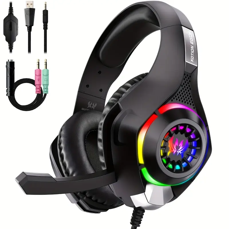Gaming Headset With Mic Rgb - سماعة رأس للألعاب متوافقة مع الكمبيوتر