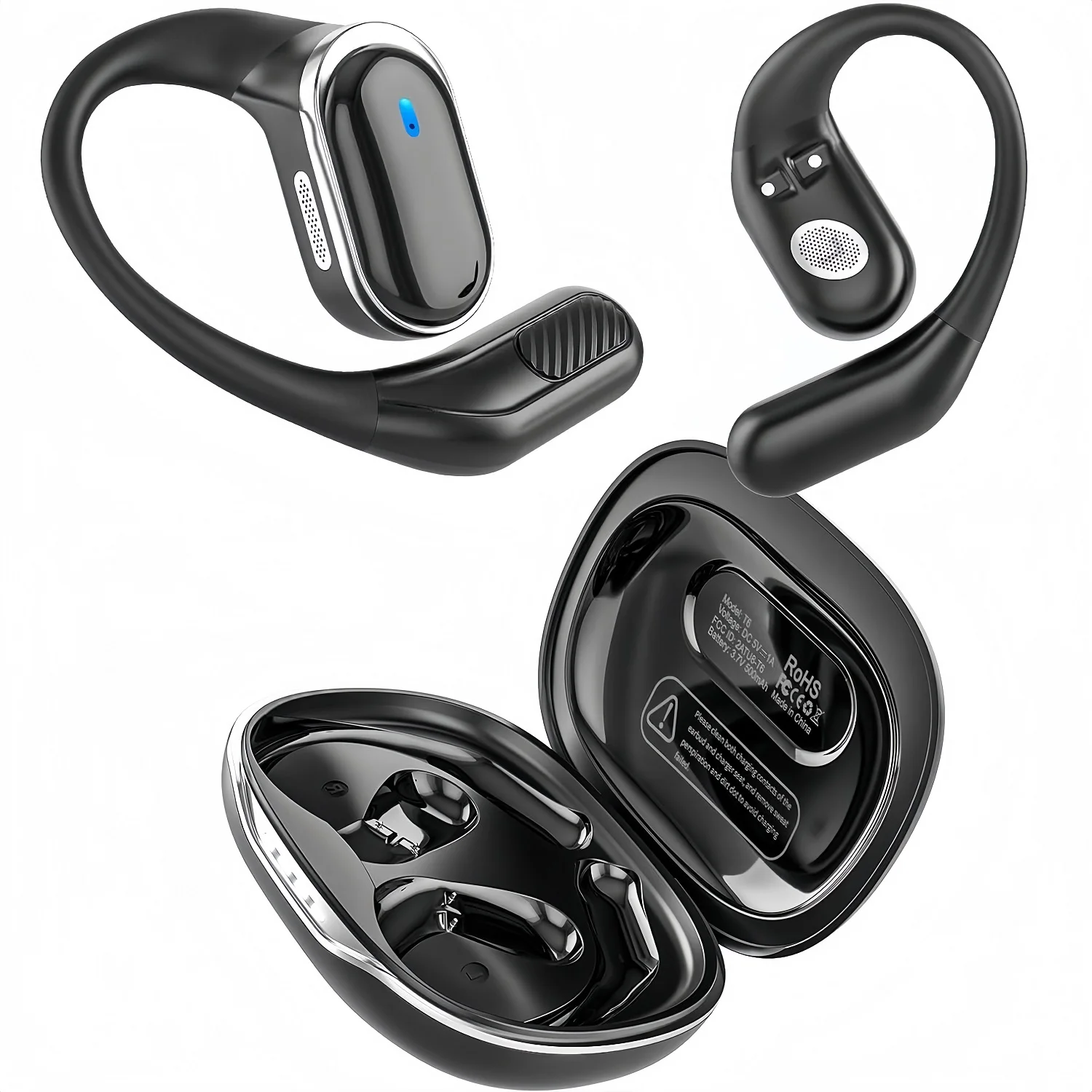 Open Ear Air Conduction Headphones - سماعات أذن بلوتوث لاسلكية مع ميكروفون،