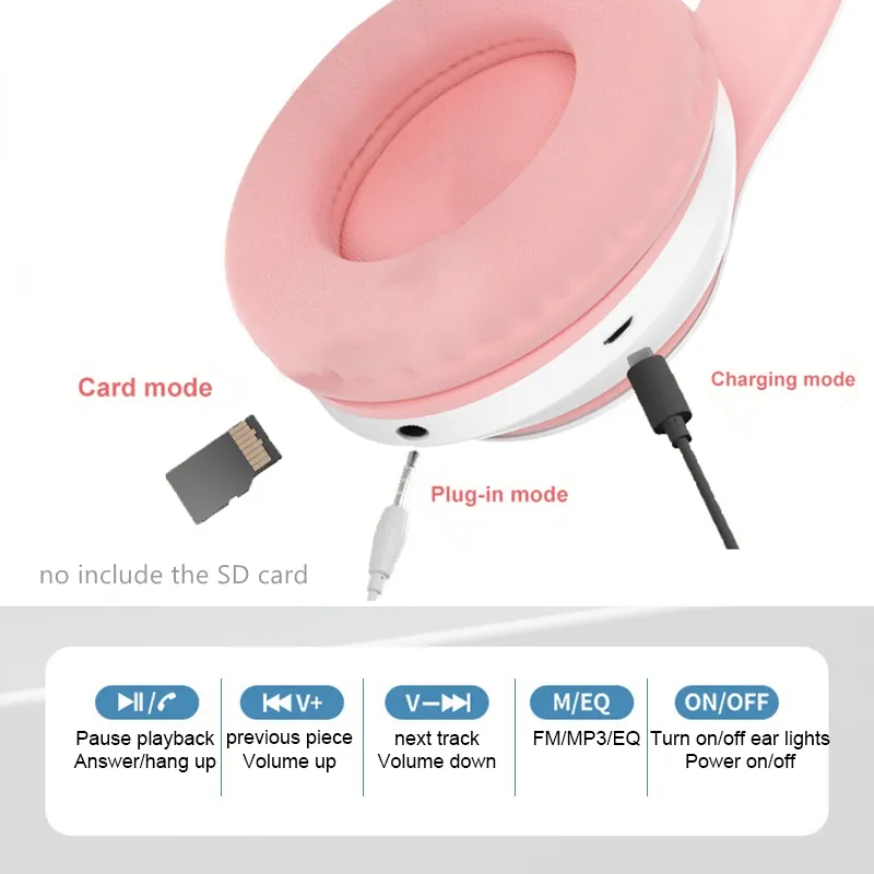 أحدث سماعات رأس لاسلكية STN-28 - مراجعة Cat Ear Bluetooth Headset Led وسعره