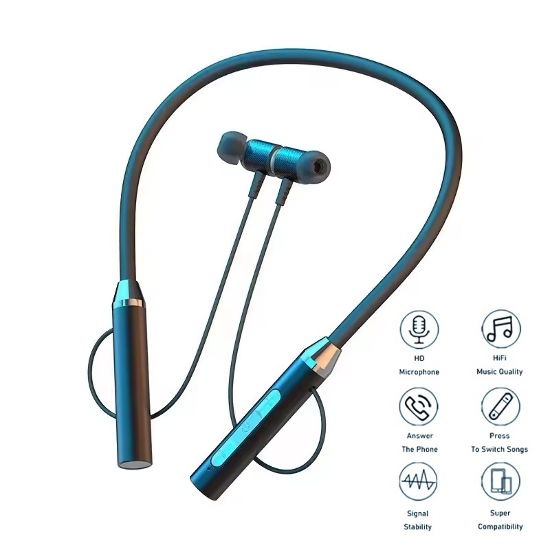 سماعات أذن لاسلكية تعمل بالبلو - مراجعة Magnetic Neckband Sports Earphones وسعره