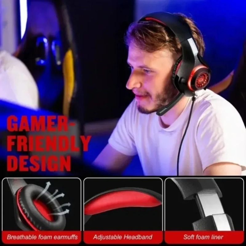 سماعة ألعاب سلكية فوق الأذن مع - مراجعة Gaming Headset With Mic Rgb وسعره