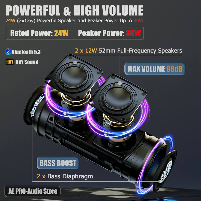 مكبر صوت بلوتوث محمول بقوة 30  - مراجعة Portable Bluetooth Speaker Waterproof Ipx7 وسعره