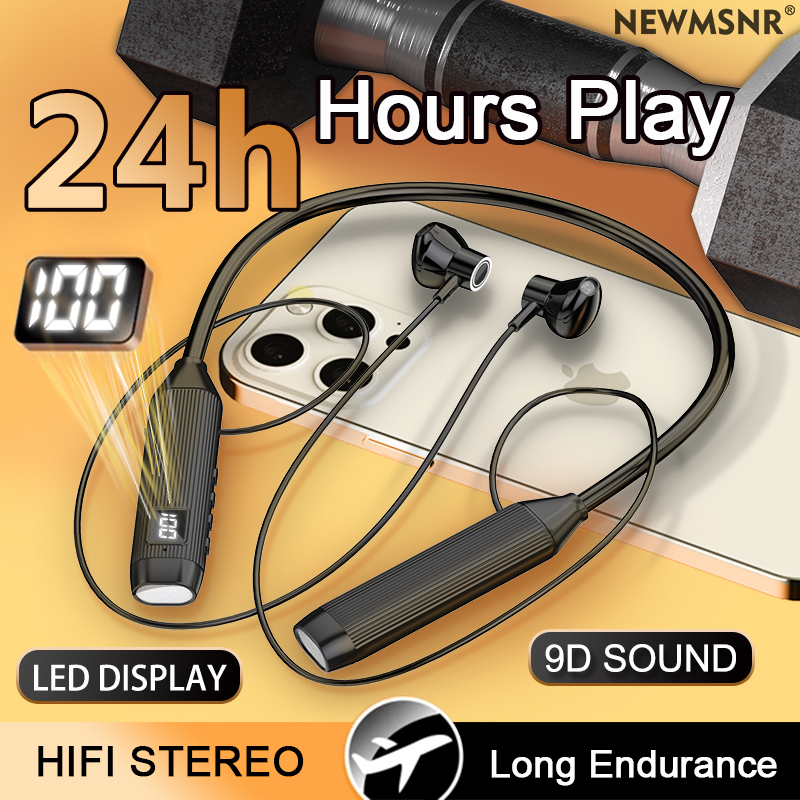 TWS LED عرض سوبر قوة سماعات لا - مراجعة Magnetic Neckband Sports Earphones وسعره