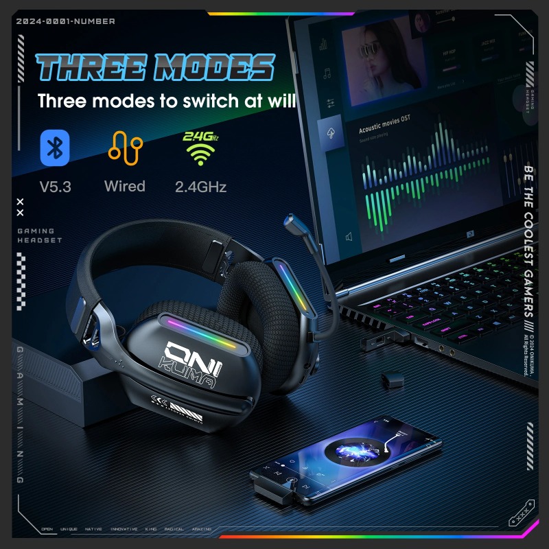 سماعة ألعاب لاسلكية ONIKUMA GT - مراجعة Gaming Headset With Mic Rgb وسعره