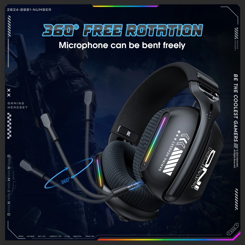 سماعة ألعاب لاسلكية ONIKUMA GT - مراجعة Gaming Headset With Mic Rgb وسعره