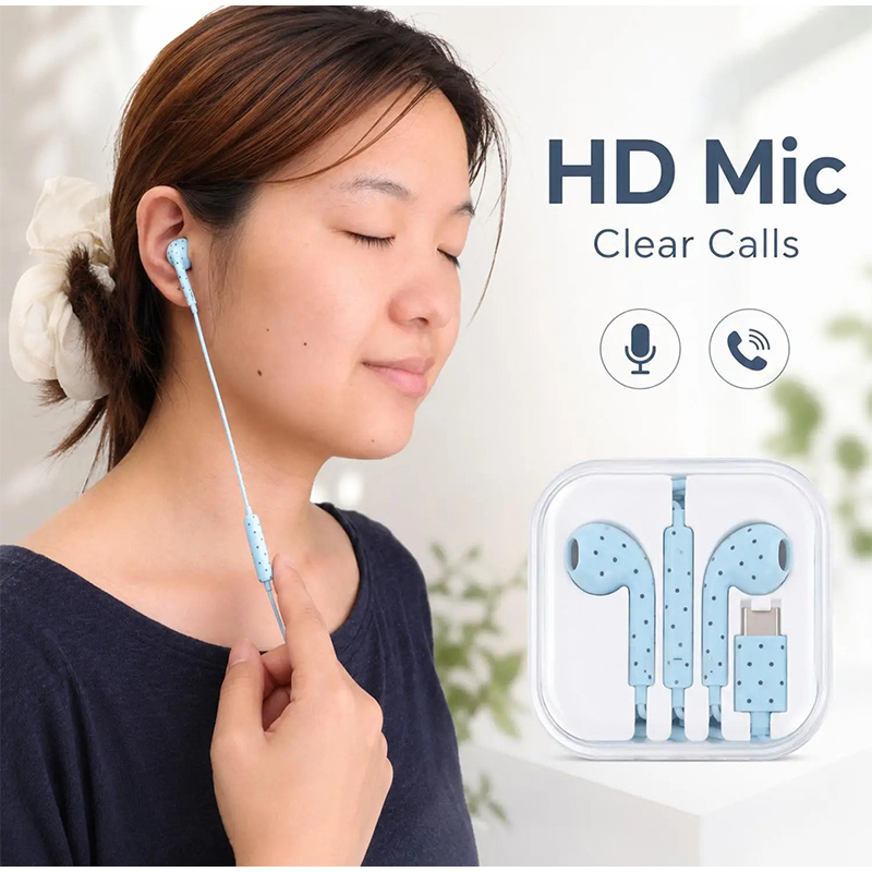 سماعات أذن من النوع C بنمط نقا - مراجعة Type C Wired Earphones With Mic وسعره