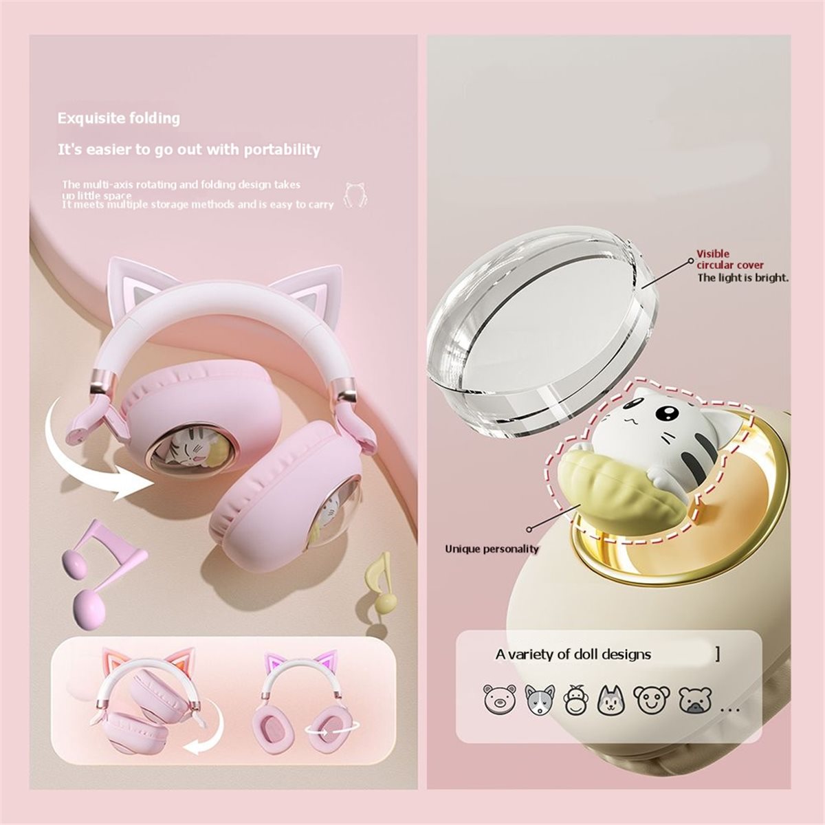 [حزمة قيمة] سماعات رأس لاسلكية - مراجعة Cat Ear Bluetooth Headset Led وسعره
