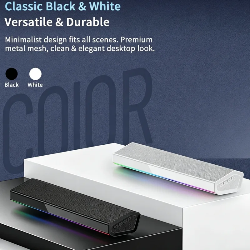 مكبر صوت بلوتوث 5.4 مع إضاءة R - مراجعة Rgb Computer Soundbar For Pc وسعره