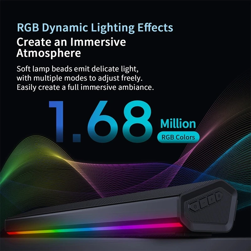 مكبر صوت بلوتوث 5.4 مع إضاءة R - مراجعة Rgb Computer Soundbar For Pc وسعره