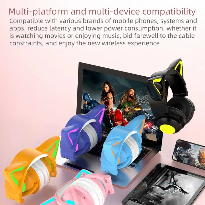 جديد ZW068 Bluetooth5.0 سماعة  - مراجعة Cat Ear Bluetooth Headset Led وسعره