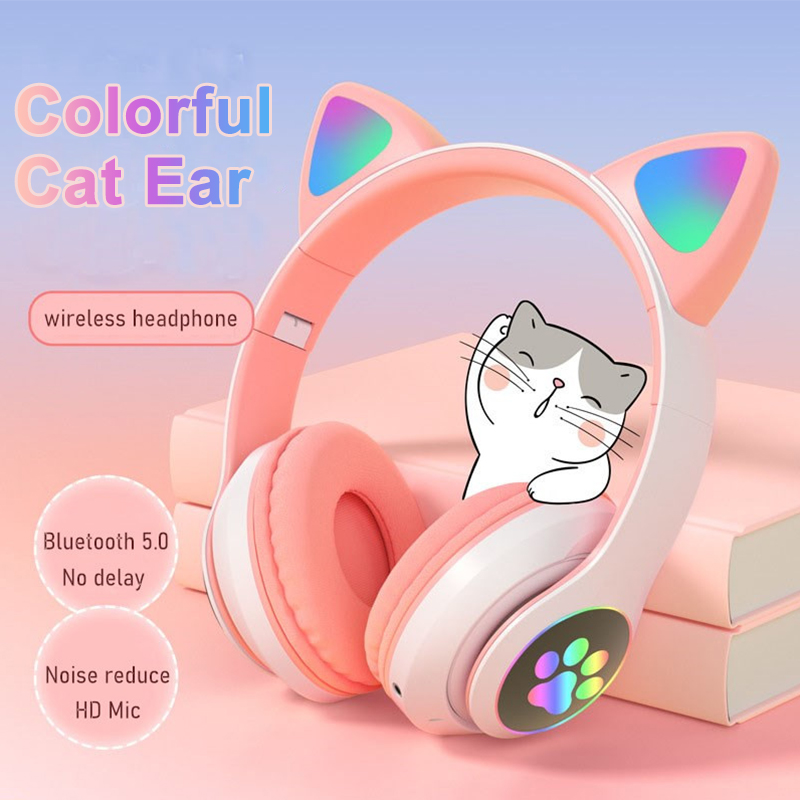سماعات رأس لاسلكية بتقنية البل - مراجعة Cat Ear Bluetooth Headset Led وسعره