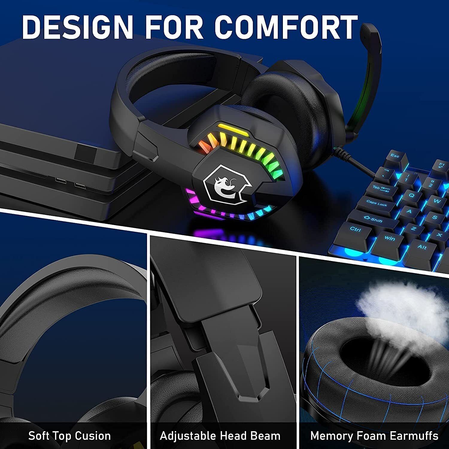سماعة رأس سلكية للألعاب MAMBAS - مراجعة Gaming Headset With Mic Rgb وسعره
