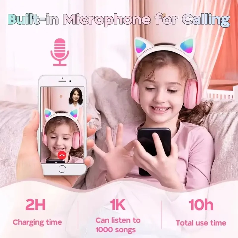 سماعات رأس لاسلكية بتقنية البل - مراجعة Cat Ear Bluetooth Headset Led وسعره