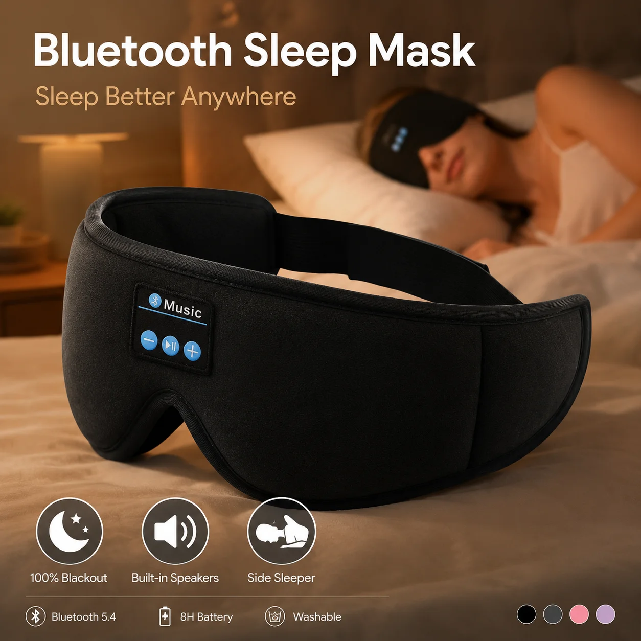 سماعات نوم لاسلكية مع قناع للع - مراجعة Sleep Mask Headphones Bluetooth وسعره