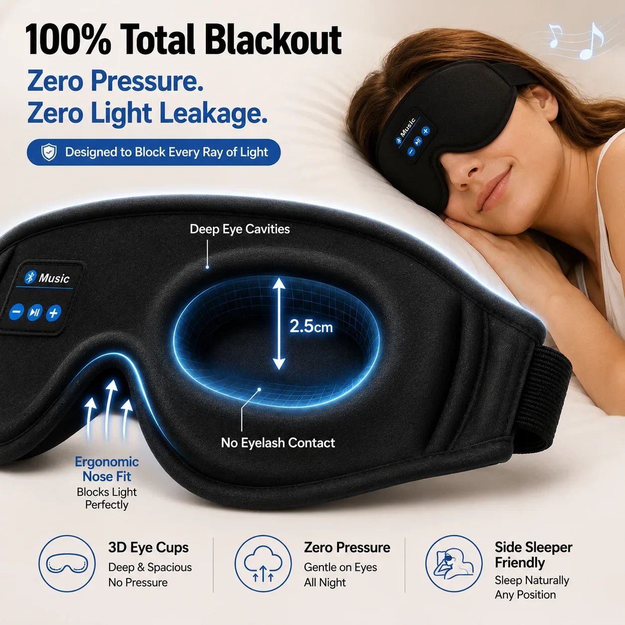 سماعات نوم لاسلكية مع قناع للع - مراجعة Sleep Mask Headphones Bluetooth وسعره