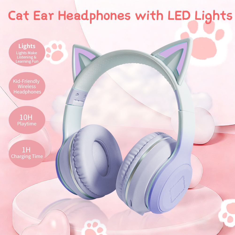 سماعات رأس لاسلكية بتصميم آذان - مراجعة Cat Ear Bluetooth Headset Led وسعره