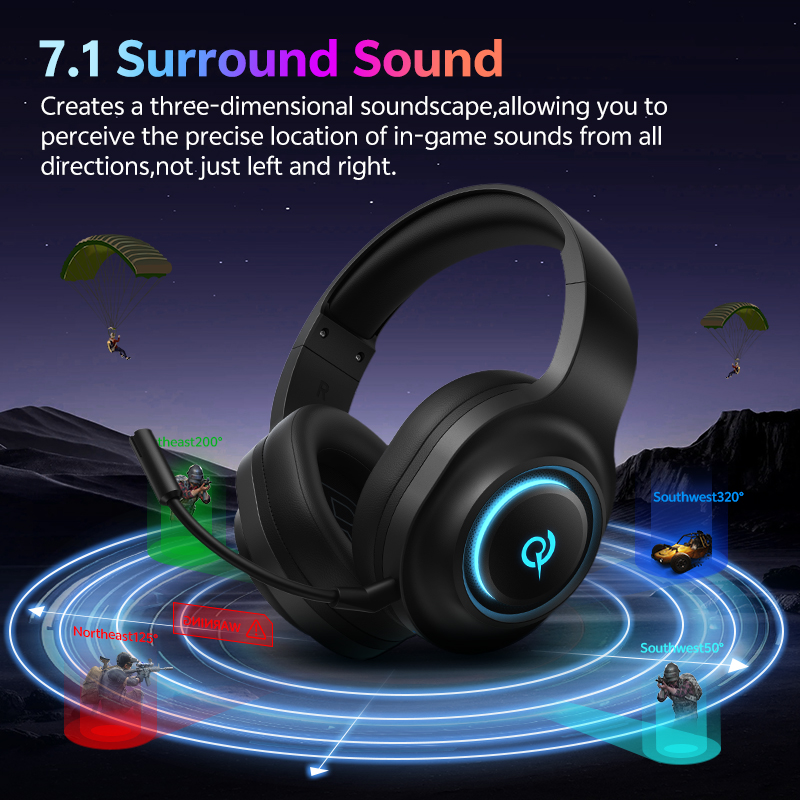 سماعة ألعاب QCY Heroad V200 مع - مراجعة Gaming Headset With Mic Rgb وسعره