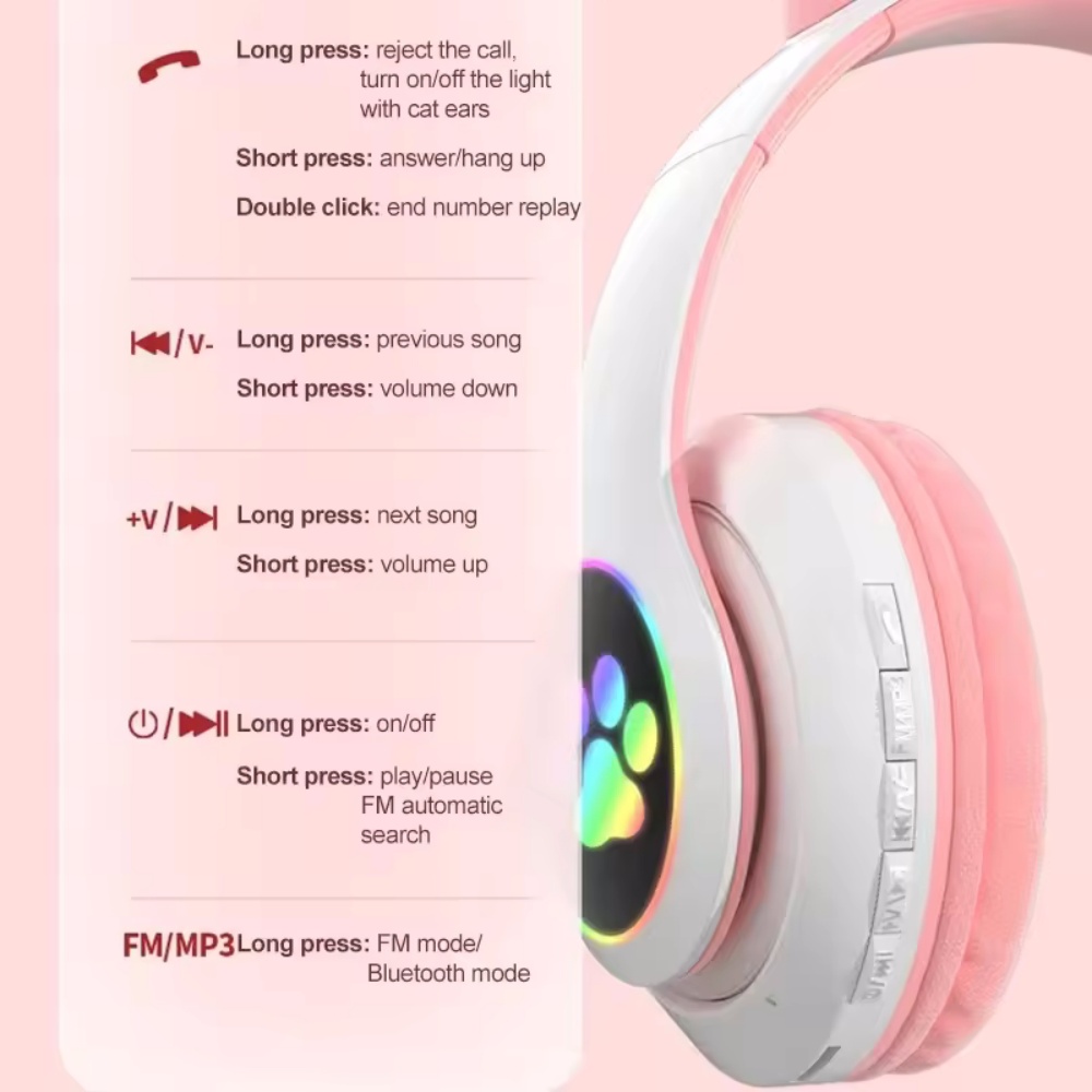 سماعة رأس لاسلكية بتصميم أذن ق - مراجعة Cat Ear Bluetooth Headset Led وسعره