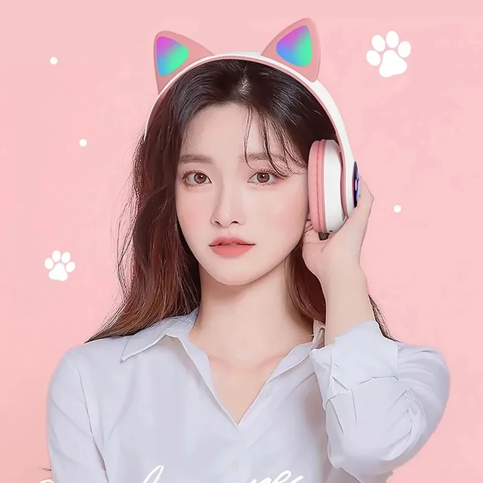 سماعات رأس لاسلكية بتقنية البل - مراجعة Cat Ear Bluetooth Headset Led وسعره