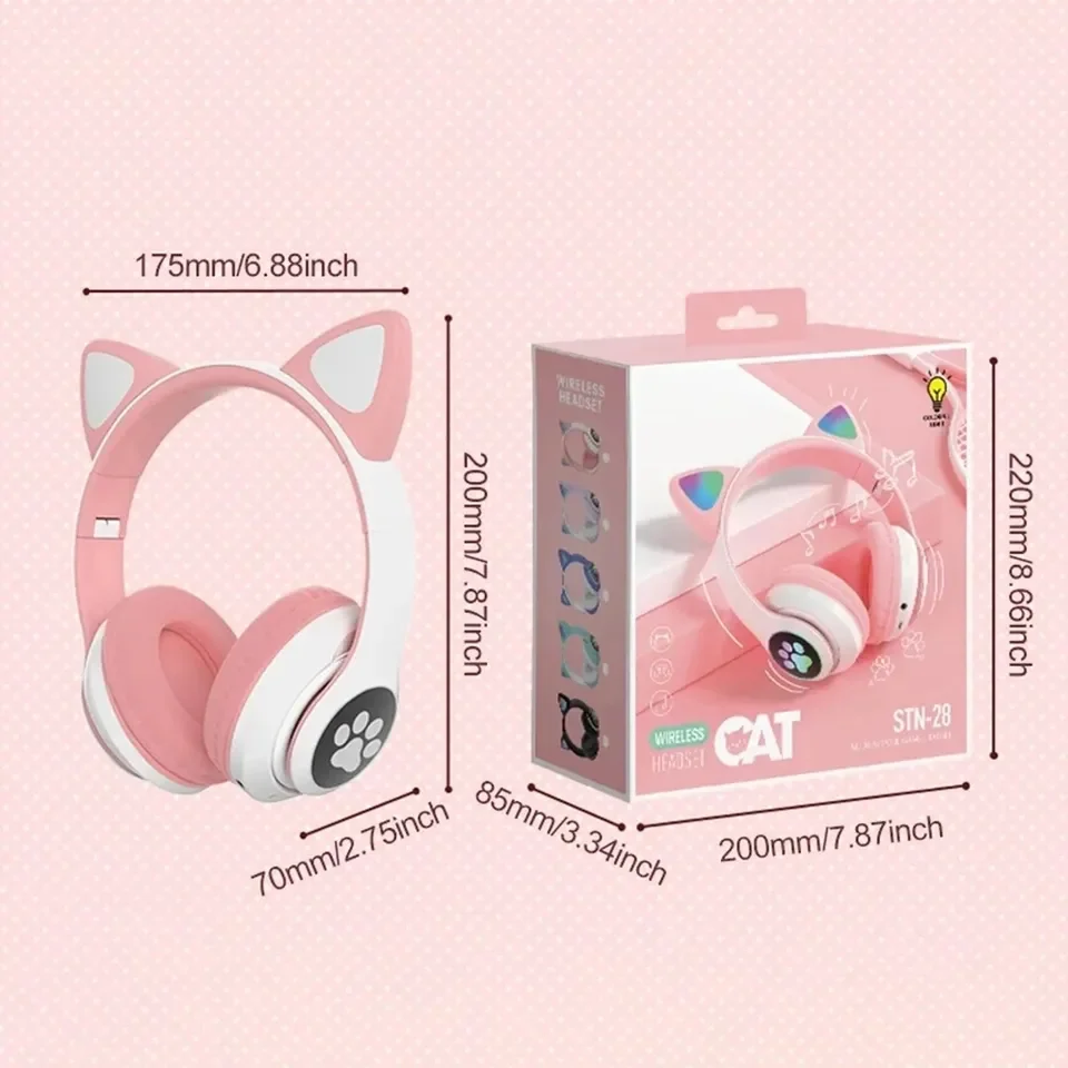 سماعات رأس لاسلكية بتقنية البل - مراجعة Cat Ear Bluetooth Headset Led وسعره
