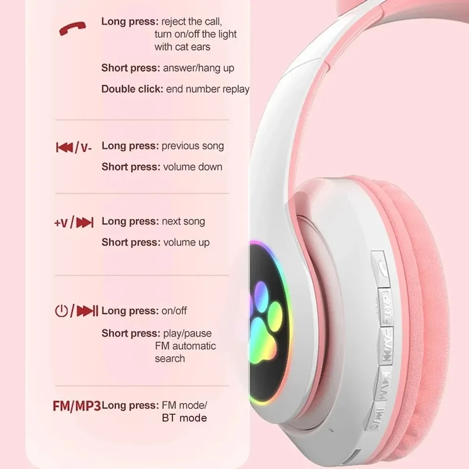سماعات رأس لاسلكية بتقنية البل - مراجعة Cat Ear Bluetooth Headset Led وسعره
