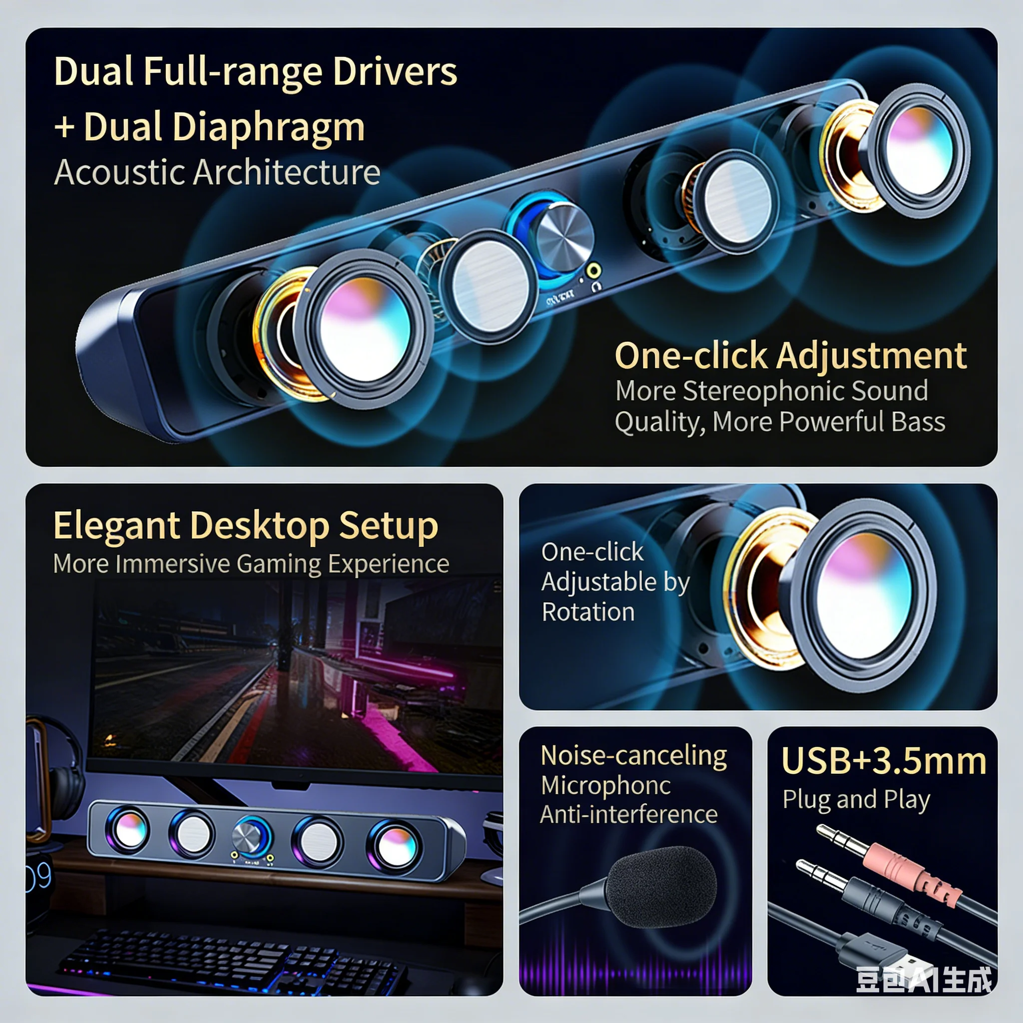 مكبر صوت للألعاب بتقنية RGB 2. - مراجعة Rgb Computer Soundbar For Pc وسعره