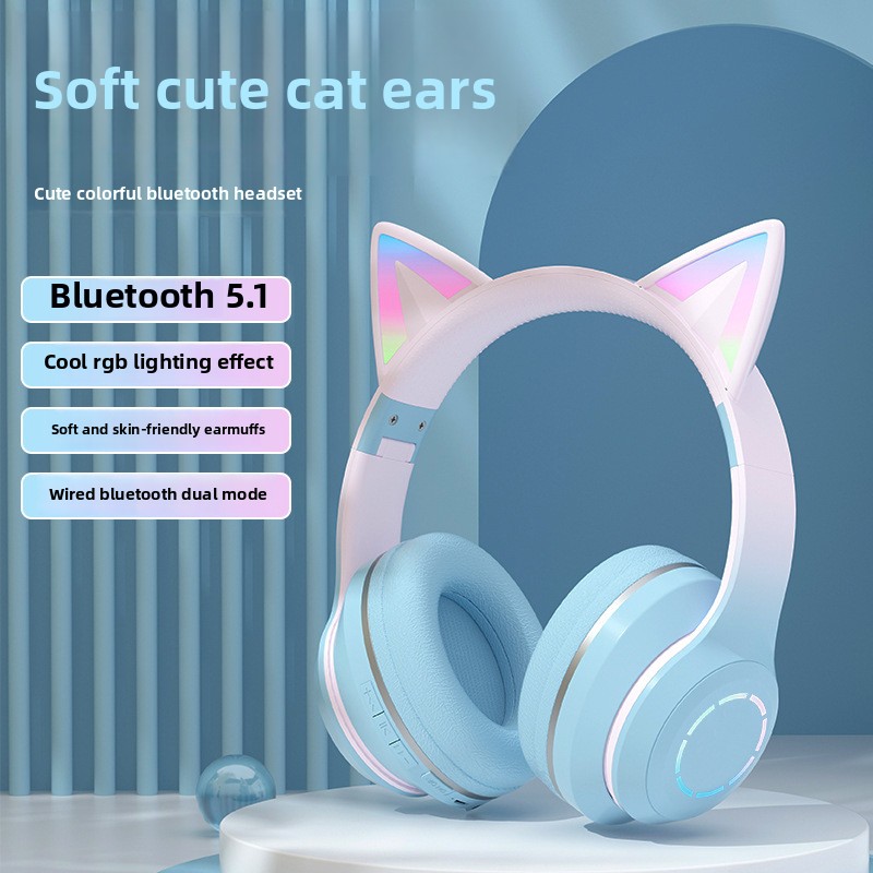 سماعة رأس بلوتوث RGB جديدة الأ - مراجعة Cat Ear Bluetooth Headset Led وسعره