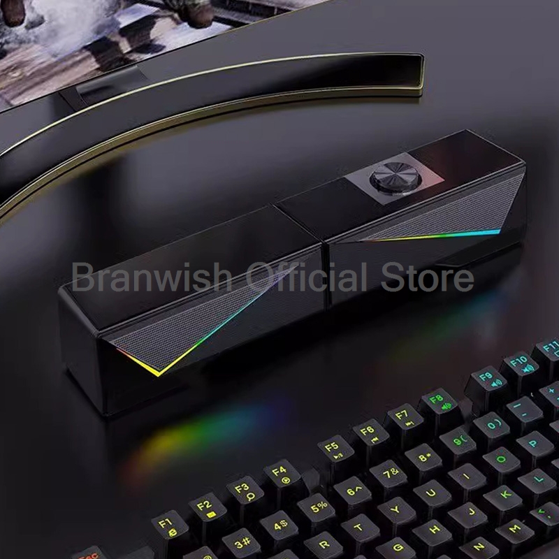 RGB الألعاب مكبرات الصوت مع ان - مراجعة Rgb Computer Soundbar For Pc وسعره