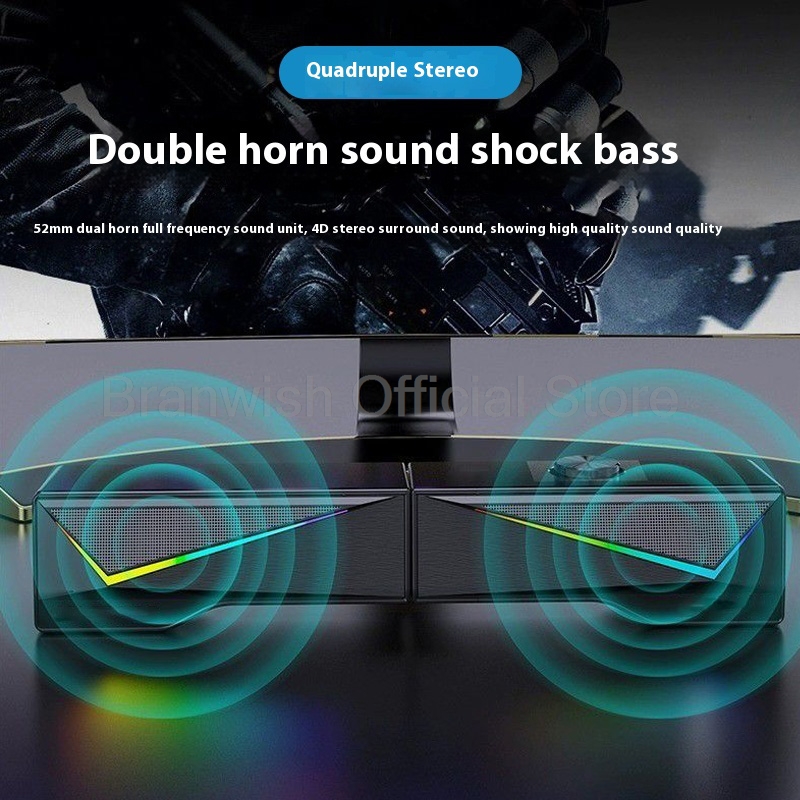 RGB الألعاب مكبرات الصوت مع ان - مراجعة Rgb Computer Soundbar For Pc وسعره