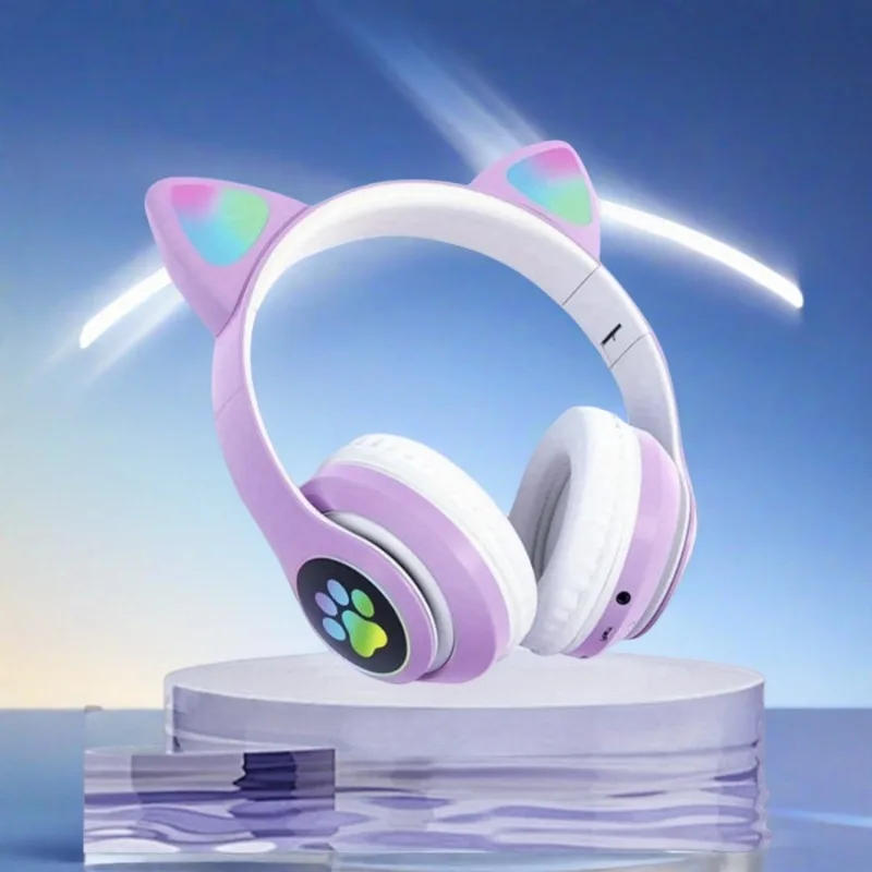 جديد ضوء فلاش لطيف آذان القط س - مراجعة Cat Ear Bluetooth Headset Led وسعره