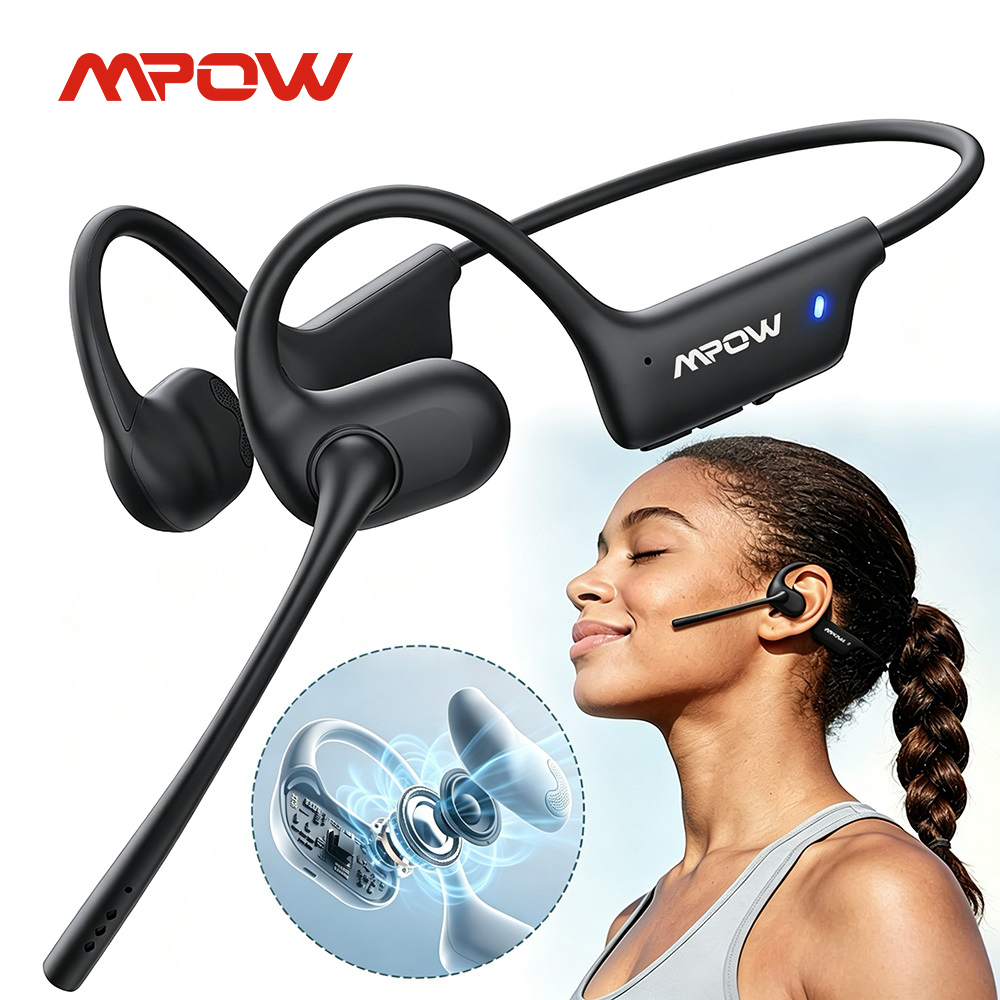 سماعات رأس رياضية لاسلكية Mpow - مراجعة Open Ear Air Conduction Headphones وسعره