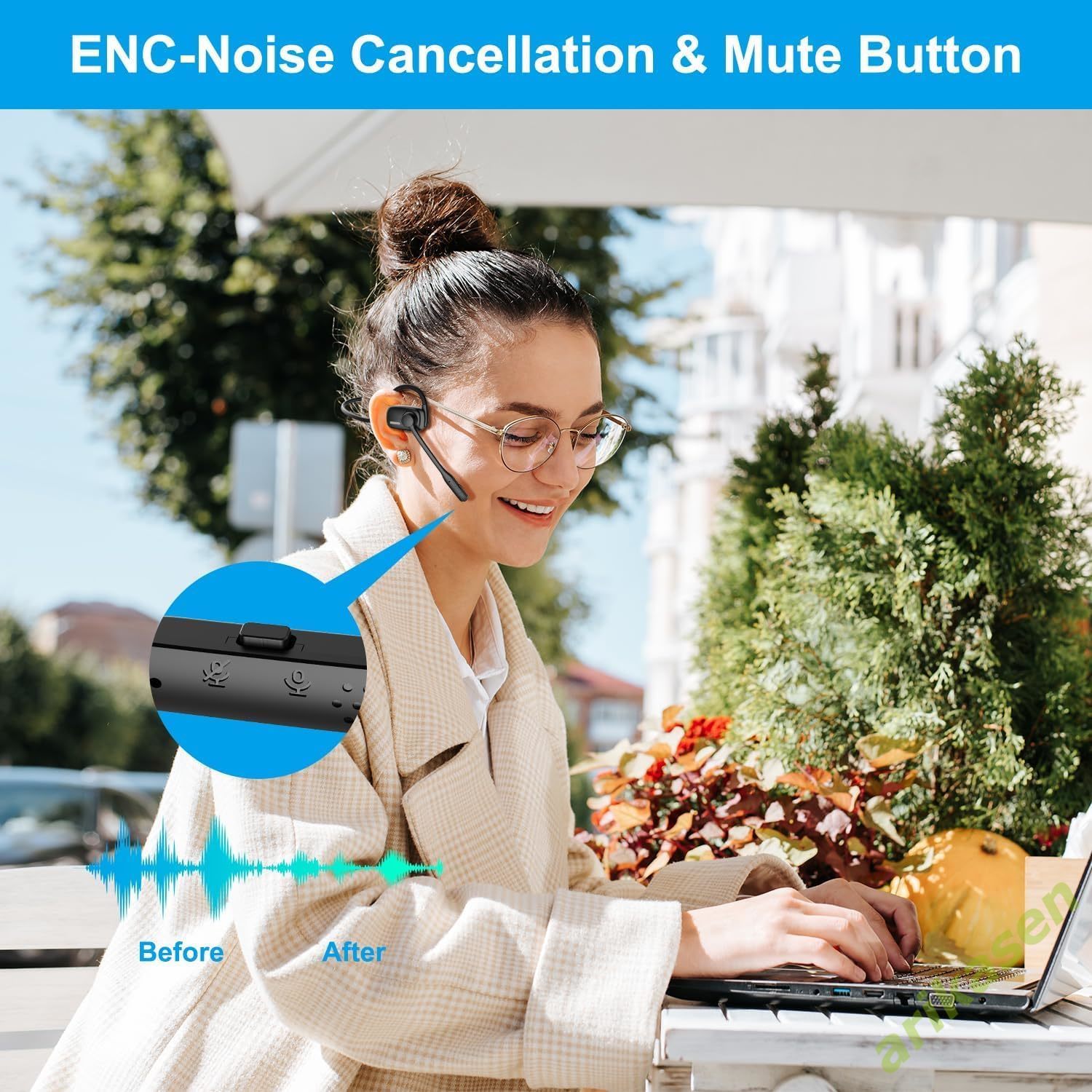 سماعات بلوتوث مع ميكروفون بوم  - مراجعة Open Ear Air Conduction Headphones وسعره