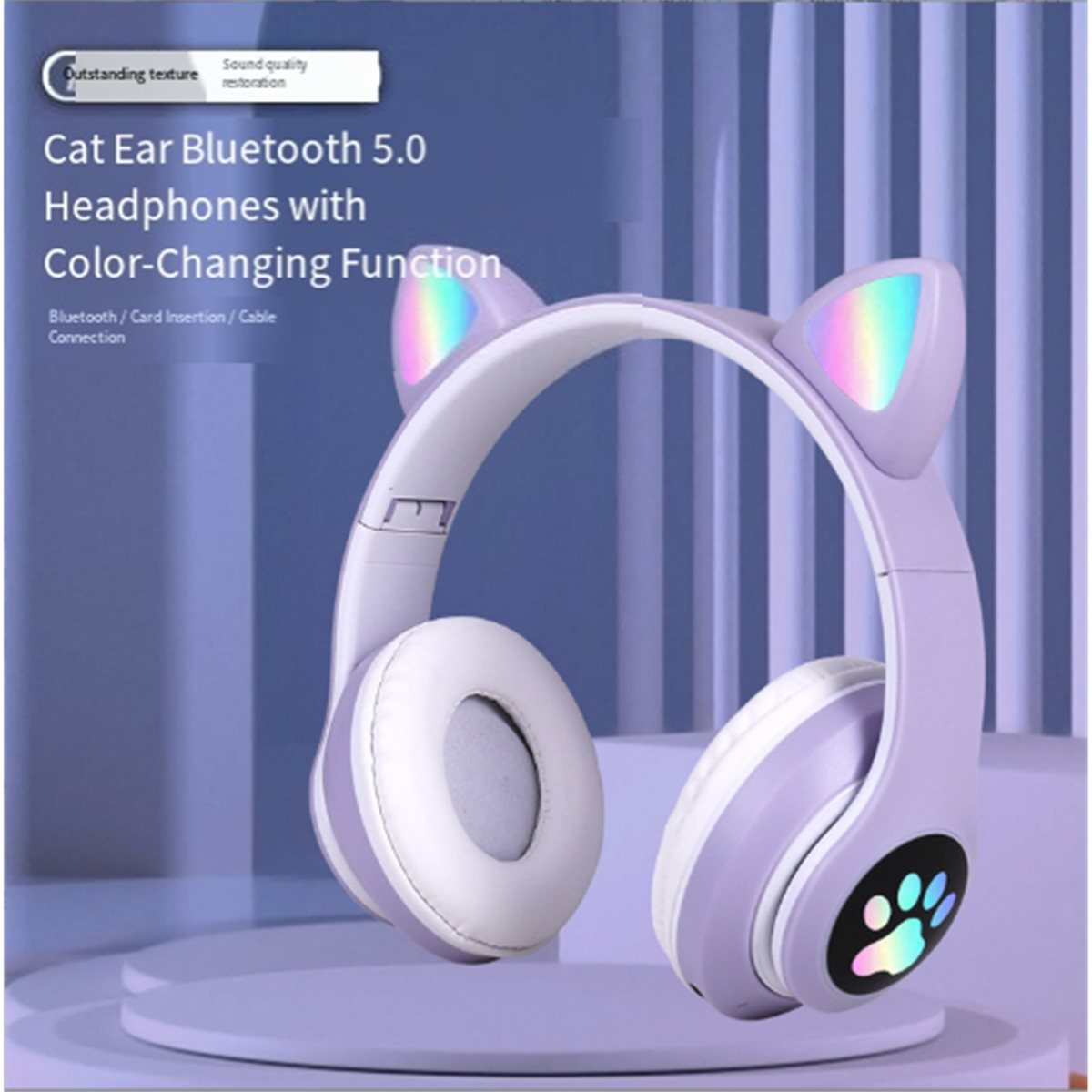 سماعة رأس لاسلكية DT75BG بتصمي - مراجعة Cat Ear Bluetooth Headset Led وسعره