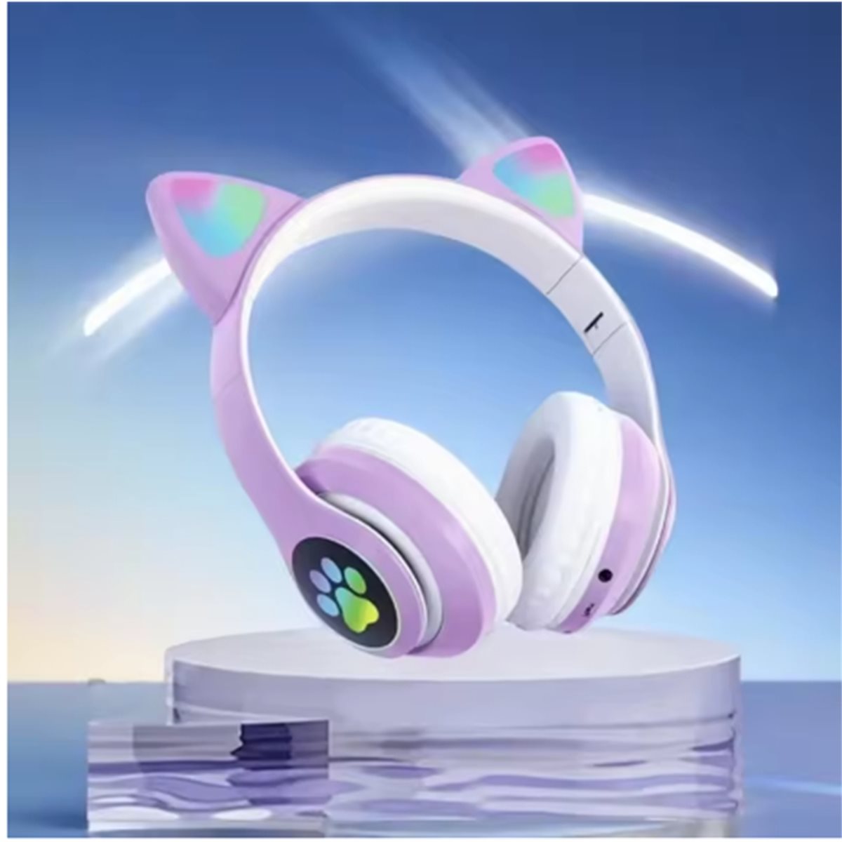 سماعة رأس لاسلكية DT75BG بتصمي - مراجعة Cat Ear Bluetooth Headset Led وسعره