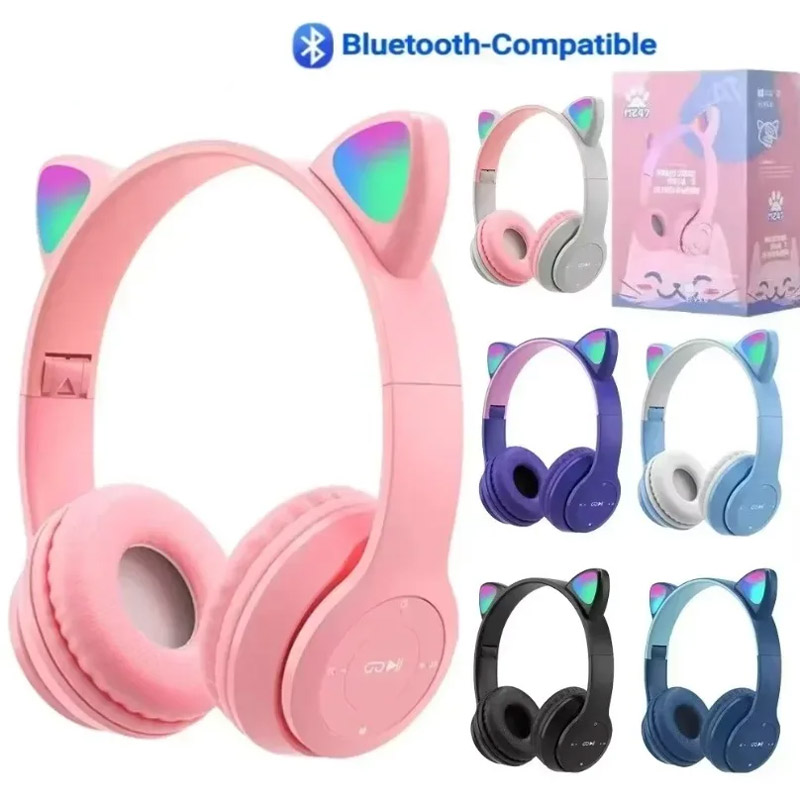 سماعات أذن لاسلكية بتقنية البل - مراجعة Cat Ear Bluetooth Headset Led وسعره